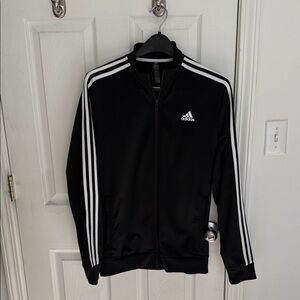 Adidas Full Zip Three Stripes Track Jacket, Black, Size M